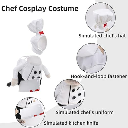 Dog Chef Costume - Halloween Scary Dog Costume with Knife and Hat, Pet Murderer Costumes Killer Cosplay Outfit with Arms, Trimmable Hook & Loop Fastener for Fitting Small Medium Large Dogs - Image 3