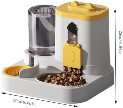 Automatic Pet Feeder and Water Dispenser, Large Capacity Self-Feeding for Small and Medium Dogs, No Electricity Needed, Siphon Device Prevents Water Overflow (D)