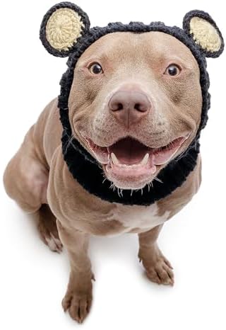 Zoo Snoods Black Bear Costume - Warm Knit Dog Snood Wrap for Pets, Neck Ear Cover Protection, Halloween Winter (Large) by ZooSnoods