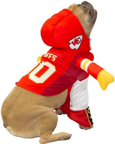 NFL Kansas City Chiefs Officially Licensed Running Dog Costume Includes 2 pc Set - Bodysuit and Hat (Red, Medium, Kansas City Chiefs) - Image 2