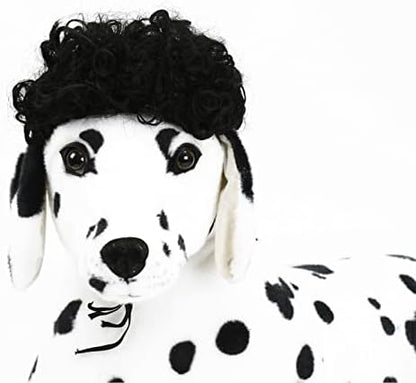 pet k9 Funny Dog Cat Cosplay Wig, Pet Costumes, Cat Dress up for Halloween, Christmas, Parties, Festivals, Dog Wigs for Small Medium and Large Sized Dogs (Black Curly Hair) - Image 3