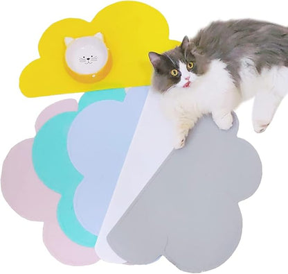 Love Dream Silicone Pet Feeding Food Mat with Raised Edge, Anti-Slip Waterproof Pet Bowl Mat Placemat for Dog and Cat (Lemon Green)