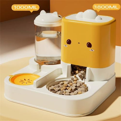 Pet Automatic Feeder Cat Dog Feeding Bowl Food Water Dispenser with Refillable Storage Container Large Capacity Rabbit Feeder Watering Bowls (Green)