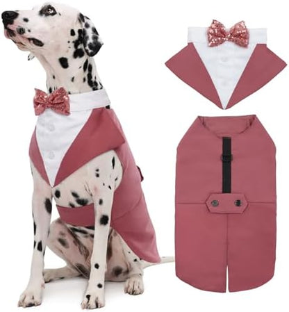 Kuoser Dog Tuxedo, Dog Suit and Bandana Set, Dogs Costume with D-Ring by Kuoser