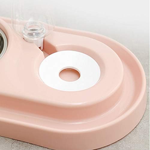 Luck Dawn Double Dog Cat Bowls Water and Food Bowl Set，Detachable Stainless Steel Bowl Automatic Water Dispenser Bottle Pet Feeder for Small or Medium Size Dogs Cats Puppy Kitten Rabbit