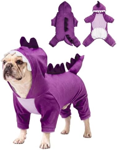 CuteBone Dinosaur Pet Costume Onesie - Hooded Puppy Pajamas - Small Dog Clothes Cat Full-Body Romper COSH05XL by CuteBone