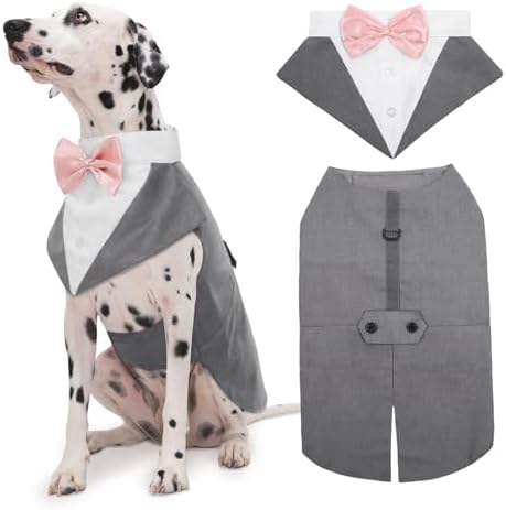 Kuoser Dog Tuxedo, Dog Suit and Bandana Set, Dogs Costume with D-Ring by Kuoser