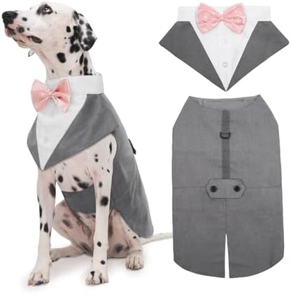 Kuoser Dog Tuxedo, Dog Suit and Bandana Set, Dogs Costume with D-Ring by Kuoser