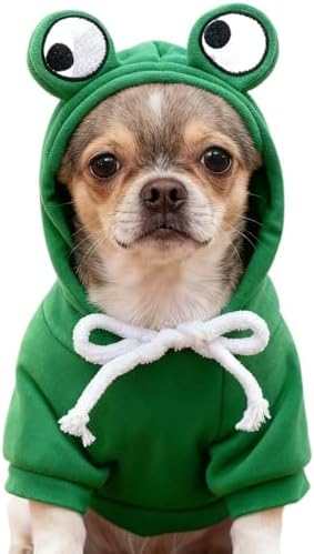 Fleece Lined Warm Dog Hoodie Sweatshirt Pet Winter Coat, Frog XS by maruomiki