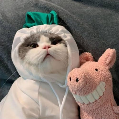 Dog Hoodie Warm Autumn Winter Pet Sweatshirt White Radish Hoodie, M - Image 5