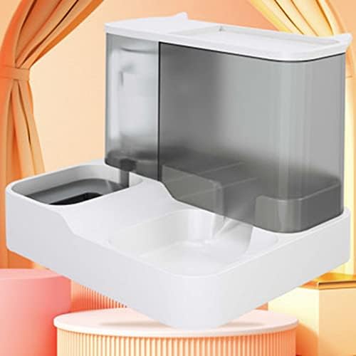 TITA-DONG All in One Automatic Cat Feeder and Water Dispenser Set, 2 in 1 Large Capacity Transparent Window Automatic Pet Feeder for Dog Cat (Grey)