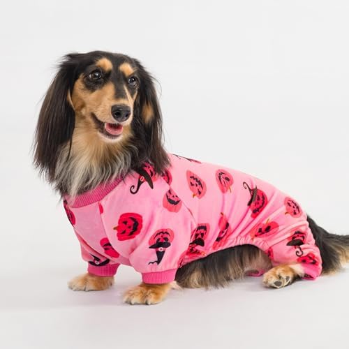 Fitwarm Halloween Jack O Lantern Dog Pajamas, Funny Costumes for Small Dogs Girl, Pet Outfit, Pink, Black, Large - Image 3