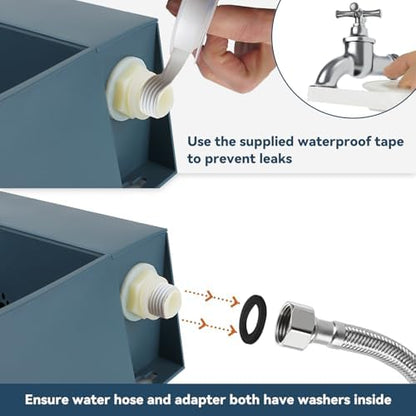 Dog Automatic Water Dispenser, Self Filling Dog Water Bowl with 1/2” Female Anti-Bite Metal Pipe & 3/4" Adapter, Outdoor Animals Refill Pet Water Trough for Cats Chickens Goats, 2L