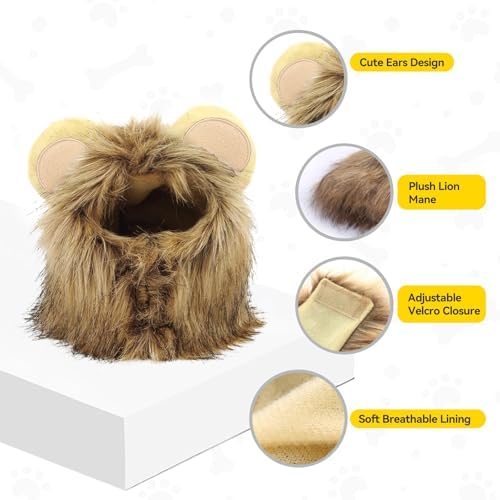 NAMSAN Pet Lion Costume for Cats Small Dogs Rabbits, Halloween Cat Lion Mane, Small Dog Wig Lions King Hat, Halloween Cat Lions Outfit for Holiday Party Cosplay Statue Decoration - Image 4