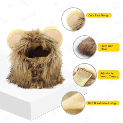 NAMSAN Pet Lion Costume for Cats Small Dogs Rabbits, Halloween Cat Lion Mane, Small Dog Wig Lions King Hat, Halloween Cat Lions Outfit for Holiday Party Cosplay Statue Decoration - Image 4