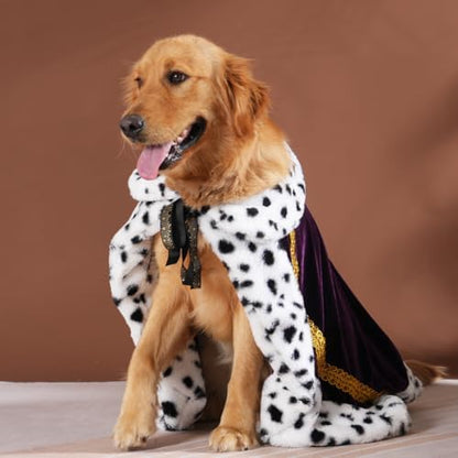 Lovelyshop Royal Velvet Pet Cloak with Fur Trim for Cats & Dogs, Purple, XL - Image 6