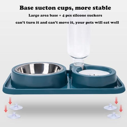 Love Dream Double Dog Cat Bowls, Anti-Slip Pet Food and Water Bowl Set