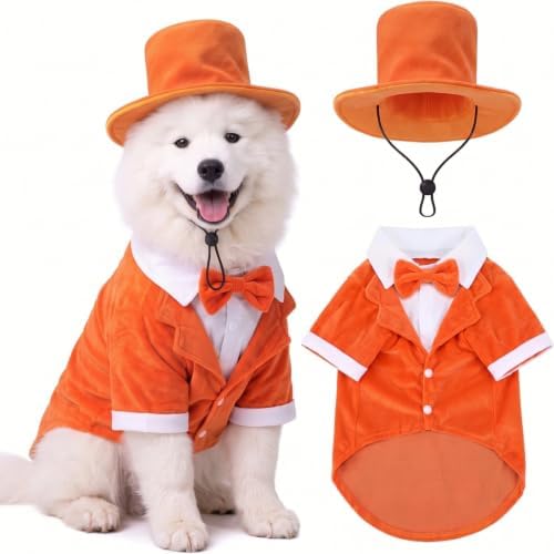 Dansydaisy 2 Pcs Halloween Orange and Blue Tuxedo Dog Costumes, Orange, 3XL by Dansydaisy