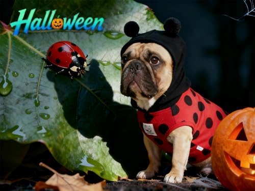 iChoue French Bulldog Halloween Costume Clothes Hoodies Outfits Ladybug, L+ - Image 4