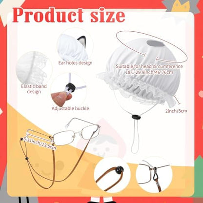 Haysandy 2 Pcs Halloween Dog Old Lady Costume Mop Cap Grandma Glasses - Image 2