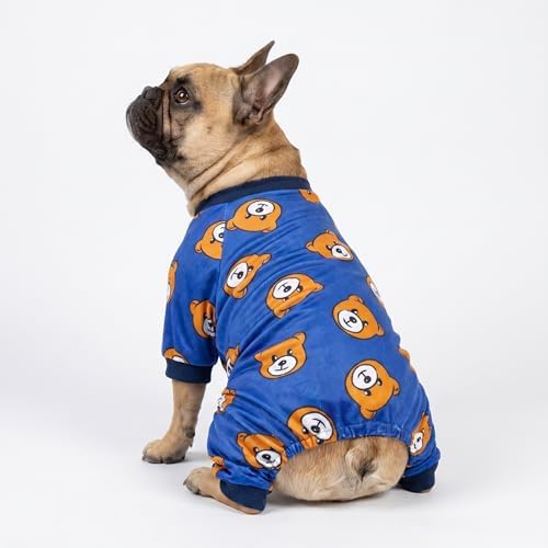 Fitwarm Cute Bear Dog Pajamas, Dog Clothes for Small Dogs Boy Girl, Fleece Pet Onesie with Feet, Royal Blue, Brown, XL - Image 4