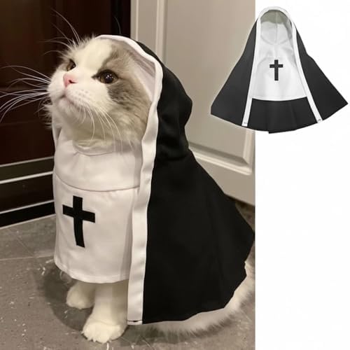 MANON ROSA Cat Halloween Costume, Funny Nun Dress for Cats & Small Dogs, S by MANONROSAPET