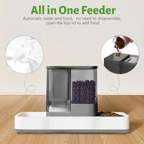 Yummy Sam Automatic Small Pet Feeder and Water Dispenser, Grey