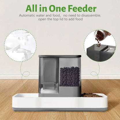 Yummy Sam Automatic Small Pet Feeder and Water Dispenser, Grey
