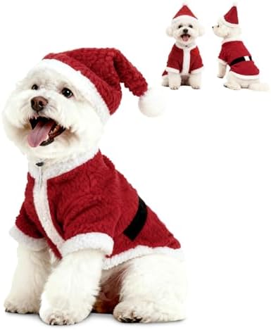 CuteBone Christmas Dog Costumes for Small, Medium, Large Dogs – Santa Claus Pet Cosplay Outfits | Cute Puppy Costume for Holiday Party, Dress-Up, Photo Shoots GBZ05XS by CuteBone
