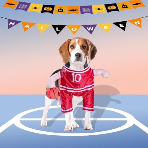DELIFUR Dog Basketball Player Costume - Pet Halloween Costume Adjustable Funny Dress Up Sports Outfit Cosplay Clothes for Small Medium Dog (Red Basketball, Small) - Image 5