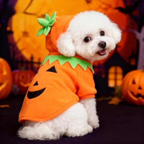 Dog Cat Halloween Pumpkin Costume, Pet Cosplay Costumes, Puppy Fleece Hoodie Coat for Small to Medium Dogs(X-Large) - Image 2