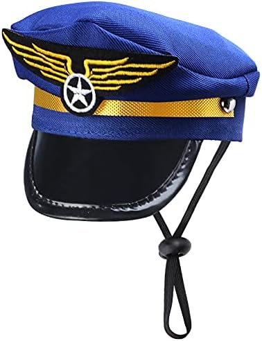 Yewong 3 Pieces Pet Captain Pilot Costume Accessory Set Dog Cat Pilot Hat Formal Necktie Collar Pilot Costume Accessories for Pet Pilot Fancy Dress Halloween Party (Set-C) - Image 3