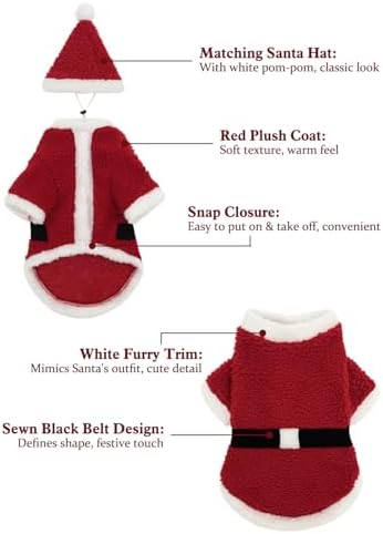 CuteBone Christmas Dog Costumes for Small, Medium, Large Dogs – Santa Claus Pet Cosplay Outfits | Cute Puppy Costume for Holiday Party, Dress-Up, Photo Shoots GBZ05XL - Image 2