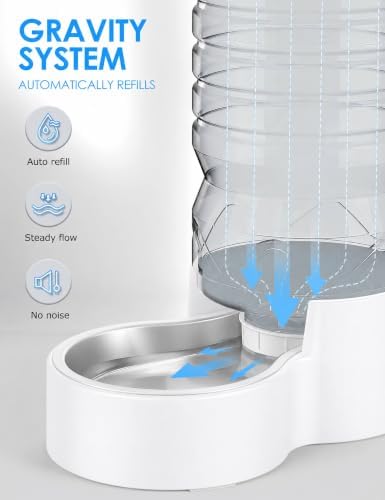 Heouvo 1.3 Gal Gravity Dog Water Dispenser, Wide-Mouth, No Filter, White
