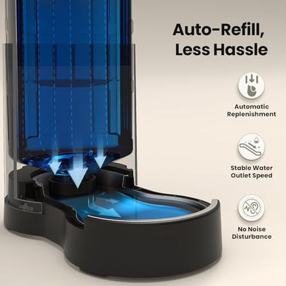 CZPET Dog Water Dispenser, Widen Mouth Gravity Refilling (9.5L, Black)