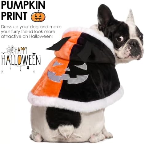 AOFITEE Dog Halloween Costumes Flannel Dog Cape with Funny Pumpkin Print, M - Image 3