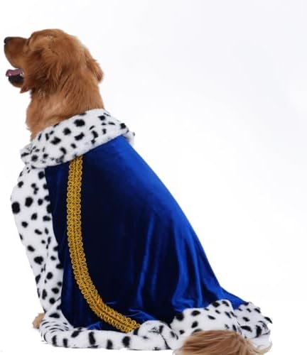 Lovelyshop Royal Velvet Pet Cloak with Fur Trim for Cats & Dogs, Blue, XL - Image 2