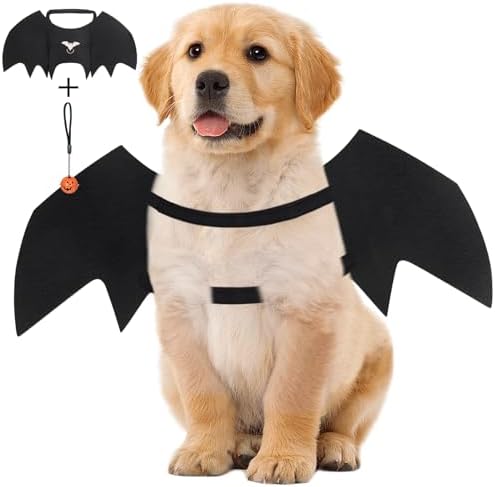 Vivifying Halloween Dog Bat Wings Costume with Pumpkin Bell, Small, Black by Vivifying