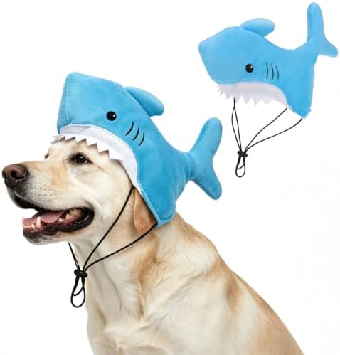 BEAUTYZOO Shark Dog Hat, Plush Halloween Costume for Medium Large Dogs,Blue by BEAUTYZOO