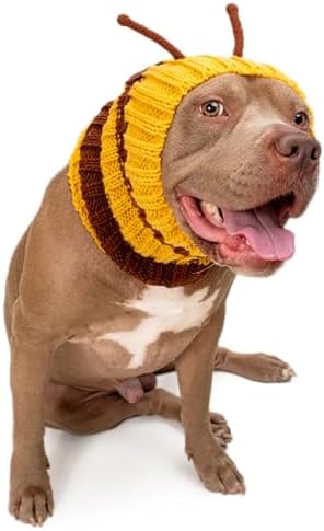 Zoo Snoods Bumble Bee Costume - Knit Dog Snood Ear Wrap for Pets, Warm Neck Cover for Halloween and Winter (Large) by ZooSnoods