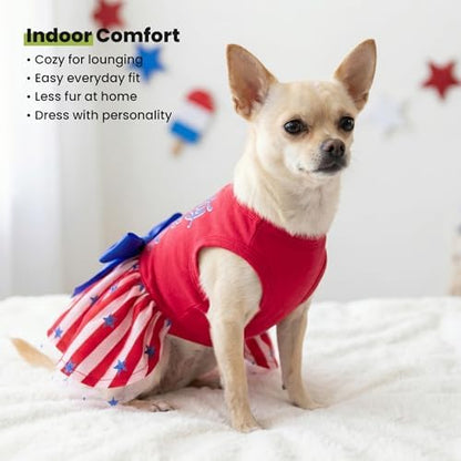 Fitwarm Pawty in the USA Dog Patriotic Dress, 4th of July Clothes for Small Dogs Girl, Festive Pet Outfit, Red, White, Blue, XS - Image 7