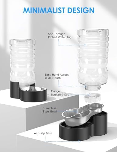 Heouvo 2.1 Gal Gravity Dog Water Dispenser, Wide-Mouth, No Filter, Black