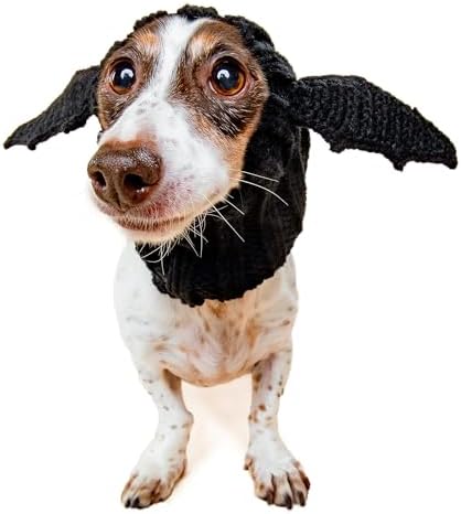 Zoo Snoods Bat Wing Dog Costume - Warm Crochet Snood Wrap for Pets, Neck Ear Cover Protection, Halloween Winter (Medium) by ZooSnoods