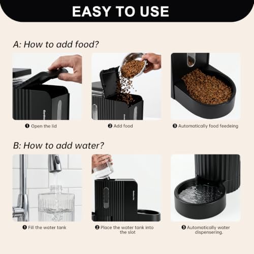 Dog Water & Food Dispenser Set, Gravity Automatic Pet Feeder, 4L x 2