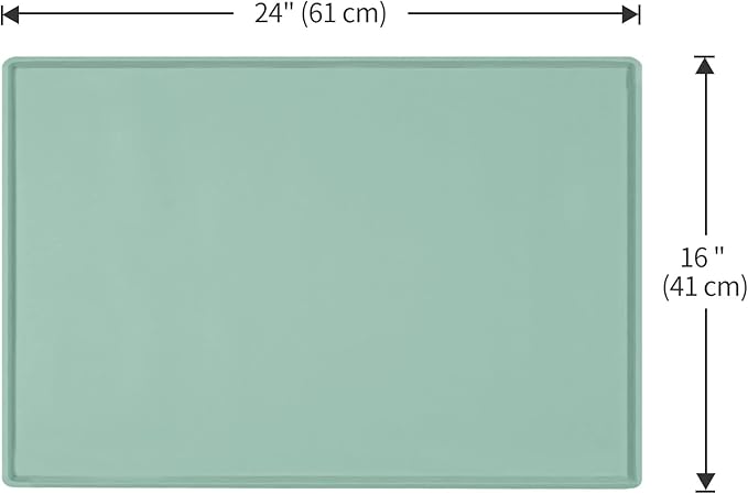 Dog Food Mat,Silicone Waterproof Food Tray,Non Slip Pet Bowl Mats Placemat,0.6" Raised Edge,Suitable for Most Small and Medium Sized Pets,24" x 16"