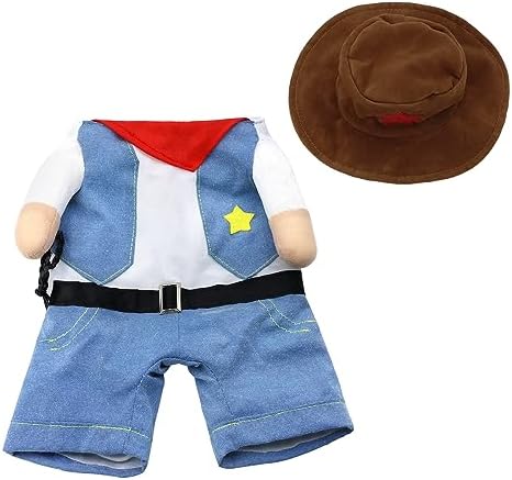 NACOCO Halloween Cowboy Dog Costume - Pet Clothes Costumes with Hat for Dog and Cat Blue(M) - Image 5