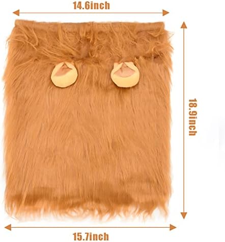 Dog Lion Mane Costume - Realistic Mane with Ears for Medium to Large Sized Dogs, Pet Halloween Costumes Birthday Party Cosplay Apparel - Image 2