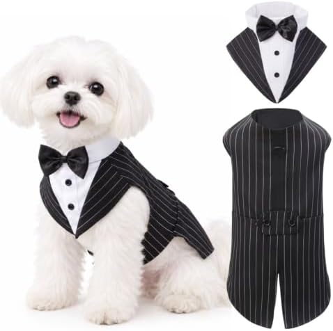 Dog Tuxedo,Dog Suit and Bandana Set,Striped Dog Costume with D-Ring by Unknown