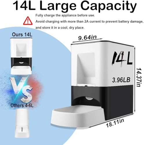 14L Large Automatic Dog Feeder for Large Breeds, Timed Pet Food Dispenser with Lock Lid, Voice Recording, Dual Power, Moisture-Proof Storage