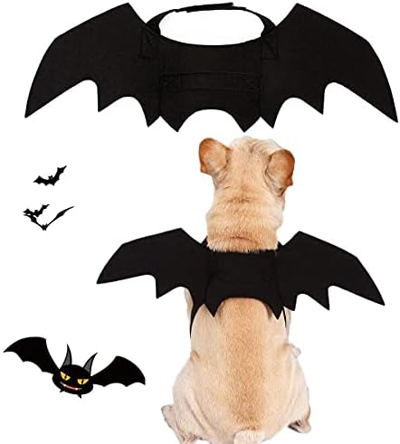 Pet Costumes Bat Wings for Puppy and Cat Halloween Dog Costumes Party Cosplay Decoration Black Apparel for Cat Small Dogs (Black, Medium) by TOLOG